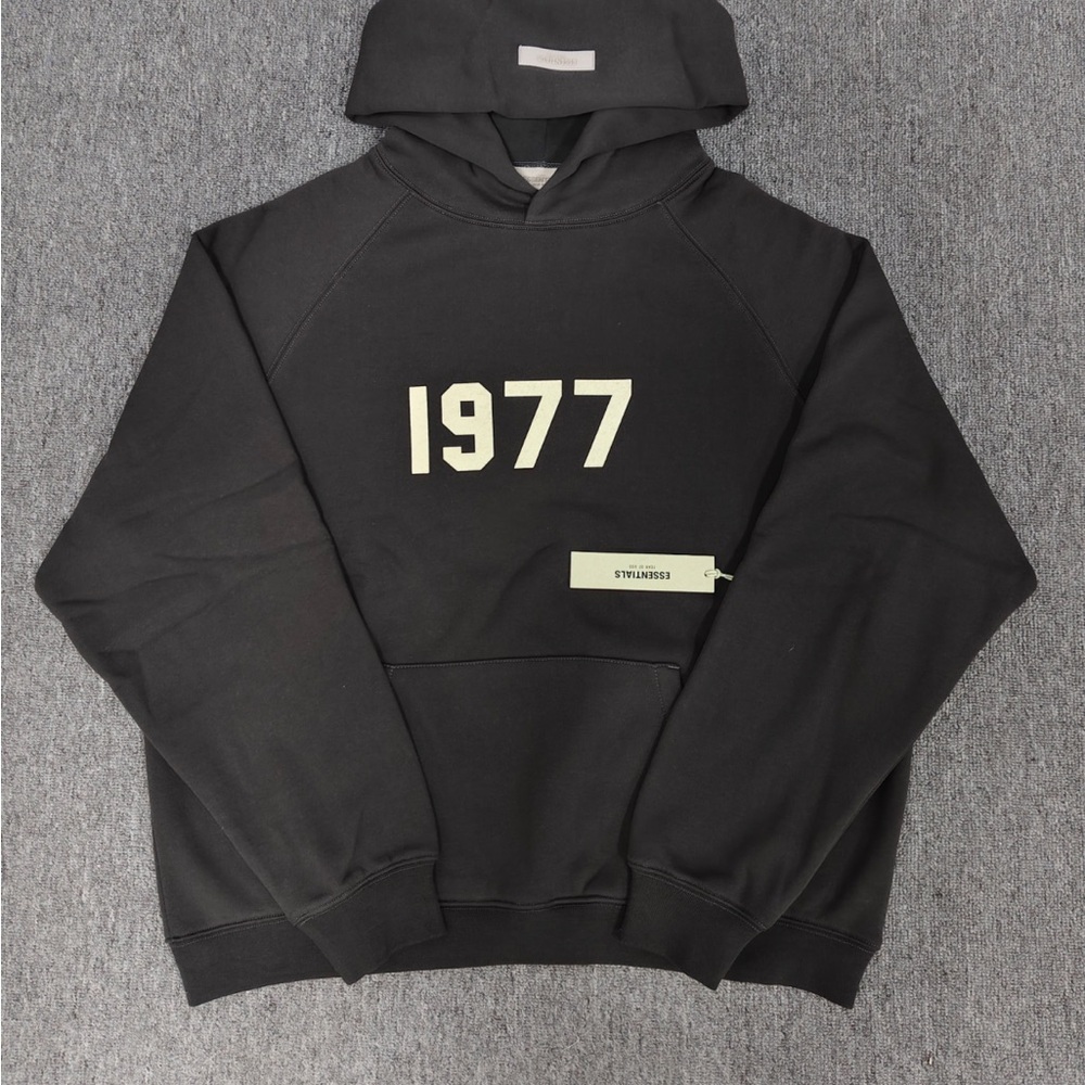 Fear of God Black Hoodie with Cream '1977' Print